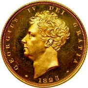 UK 1/2 Sovereign Pattern 1825 KM# Pn89 GEORGIUS IV DEI GRATIA ∙ 1823 ∙ coin obverse UK 1/2 Sovereign Pattern 1825 KM# Pn89 GEORGIUS IV DEI GRATIA ∙ 1823 ∙ coin obverse
