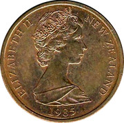 New Zealand 1 Cent Elizabeth II (2nd portrait) 1985 (o) KM# 31.2 ELIZABETH II NEW ZEALAND *YEAR* coin obverse New Zealand 1 Cent Elizabeth II (2nd portrait) 1985 (o) KM# 31.2 ELIZABETH II NEW ZEALAND *YEAR* coin obverse