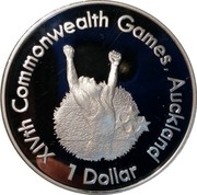 New Zealand 1 Dollar XIV Commonwealth Games - Runner 1989 Proof KM# 67a XIVTH COMMONWEALTH GAMES, AUCKLAND 1 DOLLAR coin reverse