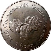 New Zealand 1 Dollar XIV Commonwealth Games WeightLifter 1989 KM# 70 XIVTH COMMONWEALTH GAMES, AUCKLAND 1 DOLLAR coin reverse