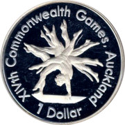New Zealand 1 Dollar XIVth Commonwealth Games, Auckland 1989 Proof KM# 68a XIVTH COMMONWEALTH GAMES, AUCKLAND 1 DOLLAR coin reverse