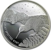 New Zealand $1 Great Spotted Kiwi 2007 (m) KM# 300 $1 GREAT SPOTTED KIWI coin reverse New Zealand $1 Great Spotted Kiwi 2007 (m) KM# 300 $1 GREAT SPOTTED KIWI coin reverse