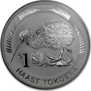 New Zealand $1 Haast Tokoeka 2008 (w) Proof KM# 309a $1 HAAST TOKOEKA coin reverse New Zealand $1 Haast Tokoeka 2008 (w) Proof KM# 309a $1 HAAST TOKOEKA coin reverse