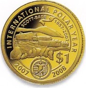 New Zealand $1 International Polar Year 2007 (m) Proof KM# 296 INTERNATIONAL POLAR YEAR SCOTT-BASE 1957-2007 $1 2007 2008 coin reverse New Zealand $1 International Polar Year 2007 (m) Proof KM# 296 INTERNATIONAL POLAR YEAR SCOTT-BASE 1957-2007 $1 2007 2008 coin reverse
