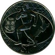New Zealand $1 Lions Rugby Tour 2005 (l) KM# 156 $1 coin reverse New Zealand $1 Lions Rugby Tour 2005 (l) KM# 156 $1 coin reverse