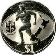 New Zealand $1 Lions Rugby Tour 2005 (l) Proof KM# 156a $1 coin reverse New Zealand $1 Lions Rugby Tour 2005 (l) Proof KM# 156a $1 coin reverse