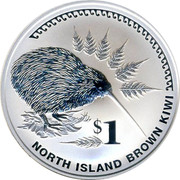New Zealand $1 North Island Brown Kiwi 2006 (w) KM# 291 $1 NORTH ISLAND BROWN KIWI coin reverse