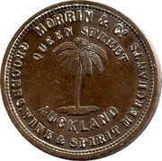 New Zealand 1 Penny (1860-1866) KM# Tn56.3 Trade Tokens GROCERS, WINE & SPIRIT MERCHANTS MORRIN & CO. QUEEN STREET AUCKLAND coin obverse New Zealand 1 Penny (1860-1866) KM# Tn56.3 Trade Tokens GROCERS, WINE & SPIRIT MERCHANTS MORRIN & CO. QUEEN STREET AUCKLAND coin obverse