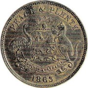 New Zealand 1 Penny Beaven S. Invercargill 1863 KM# Tn9 PEACE & PLENTY ADVANCE AUSTRALIA 1863 coin reverse New Zealand 1 Penny Beaven S. Invercargill 1863 KM# Tn9 PEACE & PLENTY ADVANCE AUSTRALIA 1863 coin reverse