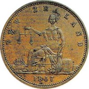 New Zealand 1 Penny Clark Archibald - Auckland 1857 KM# Tn12 NEW ZEALAND 1857 coin reverse New Zealand 1 Penny Clark Archibald - Auckland 1857 KM# Tn12 NEW ZEALAND 1857 coin reverse