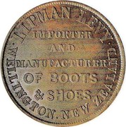 New Zealand 1 Penny Levy Lipman - Wellington 1857 KM# Tn41 LIPMAN LEVY WELLINGTON NEW ZEALAND IMPORTER AND MANUFACTURER OF BOOTS & SHOES coin obverse New Zealand 1 Penny Levy Lipman - Wellington 1857 KM# Tn41 LIPMAN LEVY WELLINGTON NEW ZEALAND IMPORTER AND MANUFACTURER OF BOOTS & SHOES coin obverse