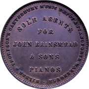 New Zealand 1 Penny Milner & Thompson 1857 KM# Tn53 MILNER & THOMPSON'S CANTERBURY MUSIC DEPÔT & PIANOFORTE WAREHOUSE SOLE AGENTS FOR JOHN BRINSMEAD & SONS PIANOS coin reverse New Zealand 1 Penny Milner & Thompson 1857 KM# Tn53 MILNER & THOMPSON'S CANTERBURY MUSIC DEPÔT & PIANOFORTE WAREHOUSE SOLE AGENTS FOR JOHN BRINSMEAD & SONS PIANOS coin reverse