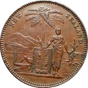 New Zealand 1 Penny Milner & Thompson - Christchurch 1857 KM# Tn49 NEW ZEALAND coin obverse New Zealand 1 Penny Milner & Thompson - Christchurch 1857 KM# Tn49 NEW ZEALAND coin obverse