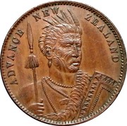 New Zealand 1 Penny Milner & Thompson - Christchurch 1857 KM# Tn49 ADVANCE NEW ZEALAND coin reverse New Zealand 1 Penny Milner & Thompson - Christchurch 1857 KM# Tn49 ADVANCE NEW ZEALAND coin reverse