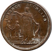 New Zealand 1 Penny Morrin & Co. - Auckland (1860-1866) KM# Tn56.1 ADVANCE AUCKLAND coin obverse New Zealand 1 Penny Morrin & Co. - Auckland (1860-1866) KM# Tn56.1 ADVANCE AUCKLAND coin obverse