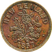 New Zealand 1 Penny Somerville M. - Auckland 1857 KM# Tn64 NEW ZEALAND 1857M coin reverse New Zealand 1 Penny Somerville M. - Auckland 1857 KM# Tn64 NEW ZEALAND 1857M coin reverse