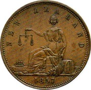 New Zealand 1 Penny Wilson A.S. - Dunedin 1857 KM# Tn71 NEW ZEALAND 1857 coin reverse New Zealand 1 Penny Wilson A.S. - Dunedin 1857 KM# Tn71 NEW ZEALAND 1857 coin reverse