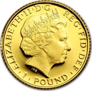 UK 1 Pound Britannia 2014 Proof ELIZABETH II D G REG FID DEF 1POUND IRB coin obverse UK 1 Pound Britannia 2014 Proof ELIZABETH II D G REG FID DEF 1POUND IRB coin obverse