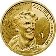 New Zealand $1 Sir Edmund Hillary 2008 (w) KM# 321 SIR EDMUND HILLARY 1919-2008 A LIFETIME ACHIEVEMENT $1 coin reverse New Zealand $1 Sir Edmund Hillary 2008 (w) KM# 321 SIR EDMUND HILLARY 1919-2008 A LIFETIME ACHIEVEMENT $1 coin reverse