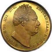 UK 1 Sovereign Pattern 1830 KM# Pn97 GULIELMUS III D:G: BRITANNIAR:REX F:D: coin obverse UK 1 Sovereign Pattern 1830 KM# Pn97 GULIELMUS III D:G: BRITANNIAR:REX F:D: coin obverse