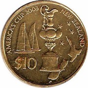 New Zealand $10 America's Cup 2002 (l) KM# 273 AMERICA'S CUP 2003 NEW ZEALAND $10 coin reverse New Zealand $10 America's Cup 2002 (l) KM# 273 AMERICA'S CUP 2003 NEW ZEALAND $10 coin reverse