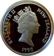 New Zealand 10 Cents 150 Years Treaty of Waitangi 1990 Proof KM# 73a ELIZABETH II NEW ZEALAND 1990 RDM coin obverse