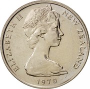 New Zealand 10 Cents Elizabeth II 1970 Proof KM# 41.1 ELIZABETH II NEW ZEALAND 1977 coin obverse New Zealand 10 Cents Elizabeth II 1970 Proof KM# 41.1 ELIZABETH II NEW ZEALAND 1977 coin obverse