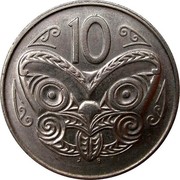 New Zealand 10 Cents Elizabeth II 1988 (c) KM# 61 10 J B coin reverse New Zealand 10 Cents Elizabeth II 1988 (c) KM# 61 10 J B coin reverse