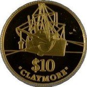 New Zealand 10 Dollars Claymore 2001 Proof KM# 129 $10 CLAYMORE coin reverse New Zealand 10 Dollars Claymore 2001 Proof KM# 129 $10 CLAYMORE coin reverse