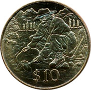 New Zealand $10 Gold Prospector 1995 (l) KM# 94 $10 coin reverse