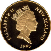 New Zealand $10 Gold Prospector 1995 (l) Proof KM# 94a NEW ZEALAND ELIZABETH II 1995 RDM coin obverse New Zealand $10 Gold Prospector 1995 (l) Proof KM# 94a NEW ZEALAND ELIZABETH II 1995 RDM coin obverse