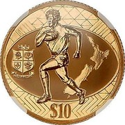 New Zealand $10 Lions Rugby Tour 2005 (l) Proof KM# 165 $10 coin reverse