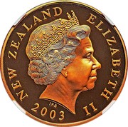 New Zealand $10 Lord of the Rings - The ring 2003 (l) Proof KM# 144 NEW ZEALAND ELIZABETH II IRB 2003 coin obverse