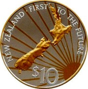 New Zealand $10 New Zealand - First to the Future (1999)2000 Proof KM# 122 NEW ZEALAND ∙ FIRST TO THE FUTURE $10 coin reverse New Zealand $10 New Zealand - First to the Future (1999)2000 Proof KM# 122 NEW ZEALAND ∙ FIRST TO THE FUTURE $10 coin reverse