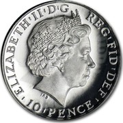 UK 10 Pence Britannia 2013 British Royal Mint Proof KM# 1254 ELIZABETH'II'D'G REG'FID'DEF '10'PENCE' IRB coin obverse