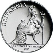 UK 10 Pence Britannia 2013 British Royal Mint Proof KM# 1254 BRITANNIA 1/20 OUNCE FINE SILVER 2013 coin reverse