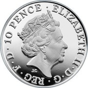 UK 10 Pence (Britannia) 10 PENCE ELIZABETH II D G REG F D J.C coin obverse UK 10 Pence (Britannia) 10 PENCE ELIZABETH II D G REG F D J.C coin obverse
