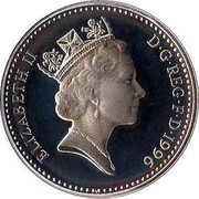 UK 10 Pence (Lion - Elizabeth II (3rd portrait)) KM# 938c ELIZABETH II D∙G∙REG∙F∙D∙1996 RDM coin obverse UK 10 Pence (Lion - Elizabeth II (3rd portrait)) KM# 938c ELIZABETH II D∙G∙REG∙F∙D∙1996 RDM coin obverse