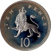 UK 10 Pence (Lion - Elizabeth II (3rd portrait)) KM# 938c TEN PENCE 10 coin reverse UK 10 Pence (Lion - Elizabeth II (3rd portrait)) KM# 938c TEN PENCE 10 coin reverse