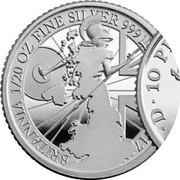 UK 10 Pence The Britannia 2017 Trident Proof BRITANNIA 1/20 OZ FINE SILVER 999 2016 coin reverse