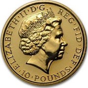 UK 10 Pounds Britannia 2010 Proof KM# 1135 ELIZABETH'II'D'G REG'FID'DEF '10'POUNDS' IRB coin obverse UK 10 Pounds Britannia 2010 Proof KM# 1135 ELIZABETH'II'D'G REG'FID'DEF '10'POUNDS' IRB coin obverse