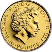 UK 10 Pounds Britannia 2013 British Royal Mint Proof KM# 1270 ELIZABETH'II'D'G REG'FID'DEF '10'POUNDS' IRB coin obverse UK 10 Pounds Britannia 2013 British Royal Mint Proof KM# 1270 ELIZABETH'II'D'G REG'FID'DEF '10'POUNDS' IRB coin obverse