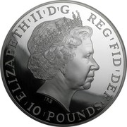 UK 10 Pounds Britannia 2013 British Royal Mint Proof KM# 1268 ELIZABETH'II'D'G REG'FID'DEF '10'POUNDS' IRB coin obverse UK 10 Pounds Britannia 2013 British Royal Mint Proof KM# 1268 ELIZABETH'II'D'G REG'FID'DEF '10'POUNDS' IRB coin obverse