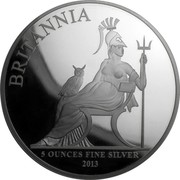 UK 10 Pounds Britannia 2013 British Royal Mint Proof KM# 1268 BRITANNIA 5 OUNCES FINE SILVER 2013 coin reverse UK 10 Pounds Britannia 2013 British Royal Mint Proof KM# 1268 BRITANNIA 5 OUNCES FINE SILVER 2013 coin reverse