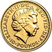 UK 10 Pounds (Britannia) KM# 1020 ELIZABETH'II'D'G REG'FID'DEF '10'POUNDS' IRB coin obverse UK 10 Pounds (Britannia) KM# 1020 ELIZABETH'II'D'G REG'FID'DEF '10'POUNDS' IRB coin obverse