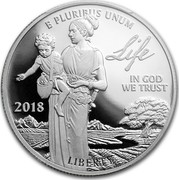 USA $100 American Eagle 2018 UNITED STATES OF AMERICA $100 1 OZ. .9995 PLATINUM W DE PLM coin reverse