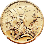 UK 100 Pounds Britannia 2003 British Royal Mint KM# 1043 BRITANNIA ONE OUNCE FINE GOLD 2003 PN coin reverse UK 100 Pounds Britannia 2003 British Royal Mint KM# 1043 BRITANNIA ONE OUNCE FINE GOLD 2003 PN coin reverse