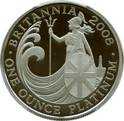 UK 100 Pounds Britannia 2008 British Royal Mint Proof KM# 1102a BRITANNIA 2008 ONE OUNCE FINE PLATINUM coin reverse UK 100 Pounds Britannia 2008 British Royal Mint Proof KM# 1102a BRITANNIA 2008 ONE OUNCE FINE PLATINUM coin reverse