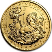 UK 100 Pounds Britannia 2009 British Royal Mint Proof KM# 1130 BRITANNIA ONE'OUNCE'FINE'GOLD'2009 coin reverse