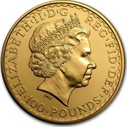 UK 100 Pounds Britannia 2010 Proof KM# 1138 ELIZABETH'II'D'G REG'FID'DEF '100'POUNDS' IRB coin obverse UK 100 Pounds Britannia 2010 Proof KM# 1138 ELIZABETH'II'D'G REG'FID'DEF '100'POUNDS' IRB coin obverse